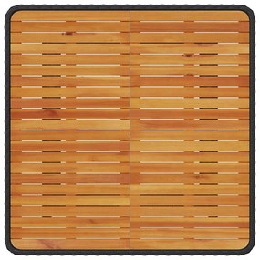 Conjunto de Jantar de Jardim com 3 Peças e Almofadas Preto em Rattan S