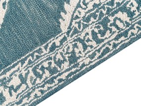 Tapete de lã azul e branca 160 x 230 cm GEVAS Beliani