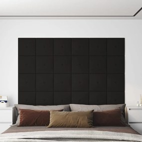vidaXL Painel de parede 12 pcs 30x30 cm tecido 1,08 m² preto