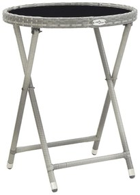 5 pcs conj. bistrô de jardim vime PE e vidro temperado cinzento