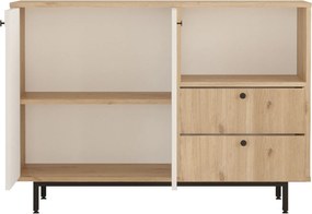 Aparador de cozinha "Toledo" - Carvalho e Branco - 120x85x35.5cm - Des