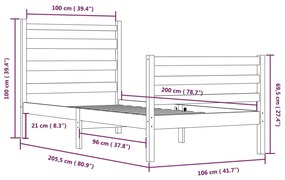 Estrutura de cama 100x200 cm pinho maciço branco