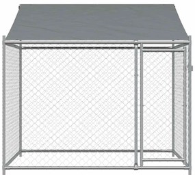 Jaula para cão com telhado/porta 2x2x2 m aço galvanizado cinza