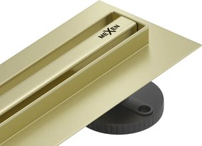 Mexen Flat 360° Slim ralo linear rotativo 130 cm, dourado escovado - 1A41130