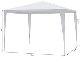 Tenda Desmontável 3x3 m Branca impermeável de Jardim