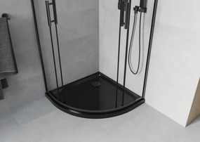 Mexen Rio cabine de duche semicircular 80 x 80 cm, transparente, preta + base de duche Flat, preta - 863-080-080-70-00-4170B
