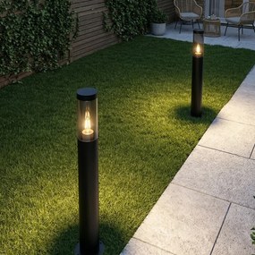 Candeeiro de poste exterior moderno preto 80 cm IP44 - Rox