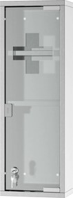Armário medicamentos com 2 prateleiras e 3 níveis, 20 L x 12 L x 58 A cm, porta em vidro temperado, em aço inoxidável