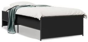 Estrutura de cama 75x190 cm derivados de madeira e metal preto