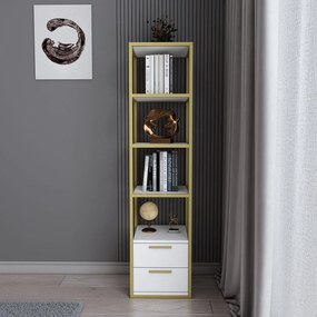 Estante Robbins – Dourado e Branco – 39x39x160 cm