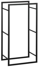 Outsunny Suporte para Lenha de Metal Prateleira de Armazenamento para Empilhar Troncos 50x30x100 cm Preto