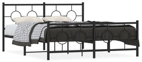 Estrutura de cama com cabeceira e pés 160x200 cm metal preto