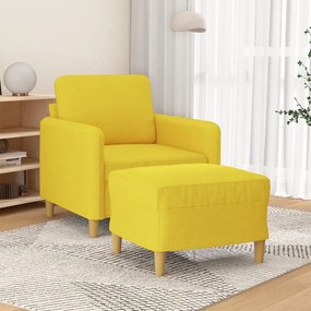 vidaXL Poltrona com apoio de pés 60 cm tecido amarelo-claro