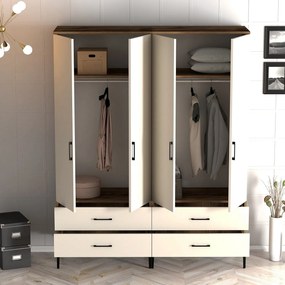 Guarda-Roupa Kumsal TT – Nogueira e Creme – 160x47,5x201,4 cm