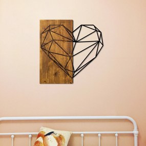 Acessório Decorativo de Parede Coração – Nogueira e Preto – 58 x 58 cm