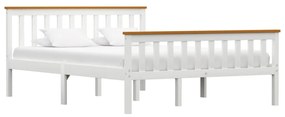 283247 vidaXL Estrutura de cama em pinho maciço 140x200 cm branco