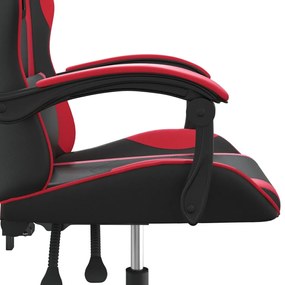 Cadeira gaming giratória couro artificial preto e vermelho