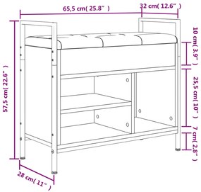 Banco sapateira 65,5x32x57,5cm derivado madeira cinzento sonoma
