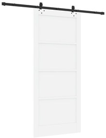 Porta Deslizante vidaXL com Conjunto de Ferragens Branca 93x211 cm Mad