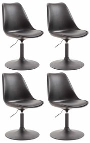Conjunto de 4 cadeiras de sala de jantar Maverick em plástico com estrutura preta 76-81 x 48 x 57 cm Preto