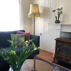 Candeeiro de pé retro preto com cúpula verde estilo avó 45 cm - Simplo