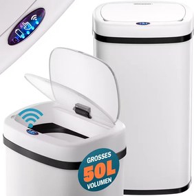 Caixote do lixo com sensor em aço inoxidável 50L branco