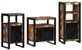 vidaXL Conjunto de Móveis para Banheiro 3 pcs Madeira Reforçada Sólida