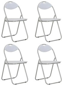 Cadeiras de jantar dobráveis 4 pcs couro artificial branco