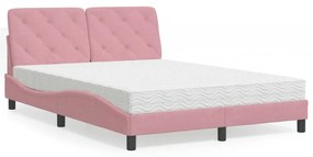 Cama com colchão 140x190 cm veludo rosa