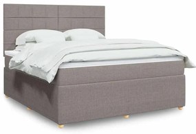 vidaXL Cama com molas/colchão 180x200 cm tecido castanho-acinzentado