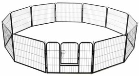 Parque para cães 12 painéis aço 80x60 cm preto