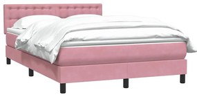 Cama com molas/colchão 140x210 cm veludo Rosa