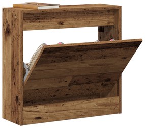 Armário de Sapatos de Madeira Velha 60x21x57 cm em Madeira de Engenhar