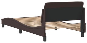 Estrutura de cama sem colchão 100x200 cm tecido castanho-escuro