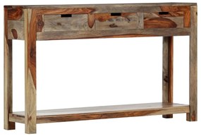 Mesa consola c/ 3 gavetas 120x30x75 cm madeira acácia maciça