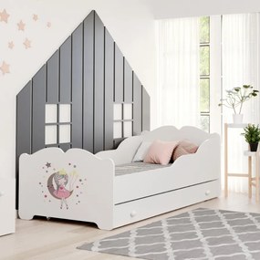 Cama infantil ANNA branca com gaveta 160x80 - princesa - colchão e estrado incluído