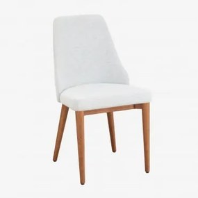Pacote De 4 Cadeiras De Jantar Estofadas Leiden Madeira Natural & Chenille Branco - Sklum