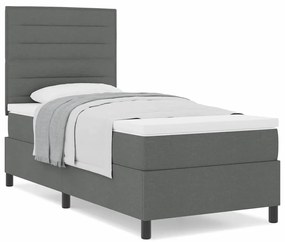 Cama Box Spring com Colchão Cinza Escuro de Tecido