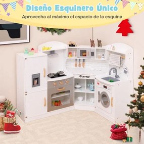 Cozinha de Brincar para crianças a partir dos 3 anos com som, luzes, exaustor, frigorífico, micro-ondas, forno, lava-louças, máquina de lavar e acessó