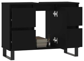 Armário de casa de banho 80x33x60 cm derivados de madeira preto