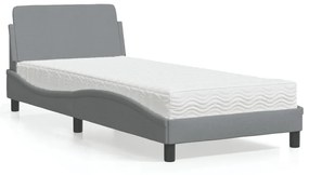 Cama com colchão 90x190 cm tecido cinzento-claro