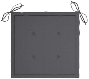 Cadeiras de jardim c/ almofadões antracite 6 pcs teca maciça