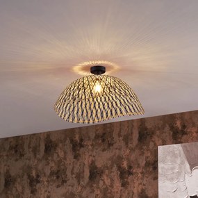 Candeeiro de Teto Art Déco Preto em Bambu 60 cm - Alka