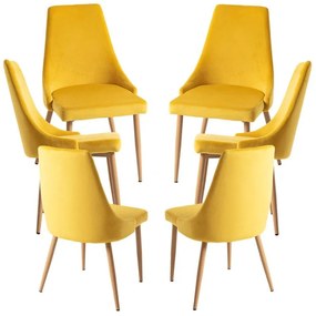 Pack 6 Cadeiras Stoik Wood - Amarelo