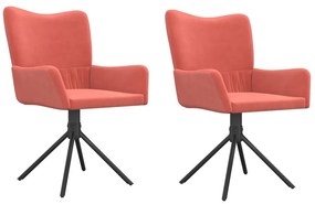 Conjunto de 2 Cadeiras Fabian Giratórias em Veludo - Rosa - Design Mod