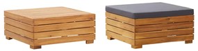 Conjunto mesa e apoio de pés jardim c/ almofadão acácia maciça