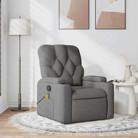 Poltrona de massagens reclinável tecido cinzento-escuro