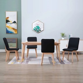vidaXL Cadeiras de jantar 4 pcs tecido preto e carvalho maciço