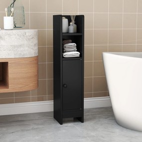 Conjunto de 2 armários de casa de banho 20 cm x 18 cm x 80 cm com porta e estantes ajustáveis, suporte para papel higiénico e organizador para casa de