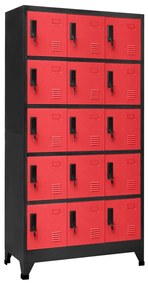 vidaXL Cacifo 90x40x180 cm aço antracite e vermelho